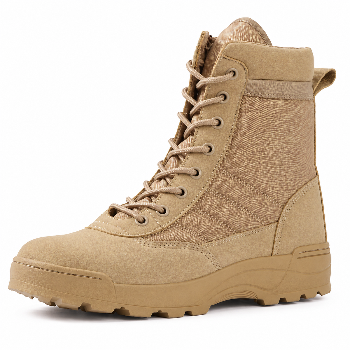 Botte randonnée imperméable homme sable – vue trois-quarts sur fond blanc