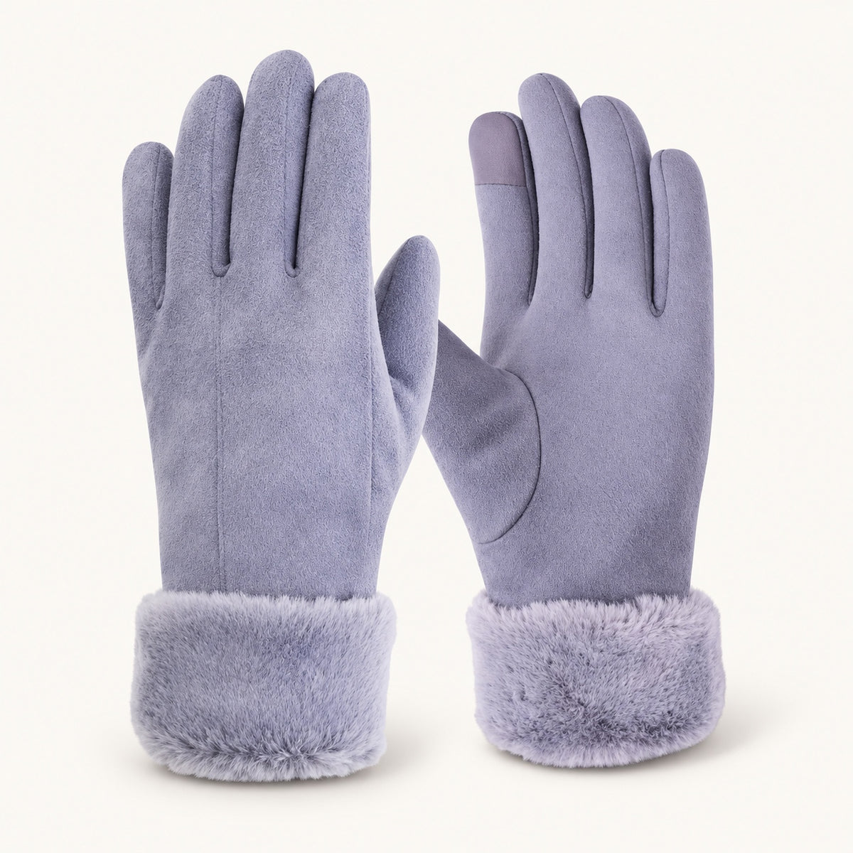 Gants chauffants femme randonnée — paire lavande, dos et paume