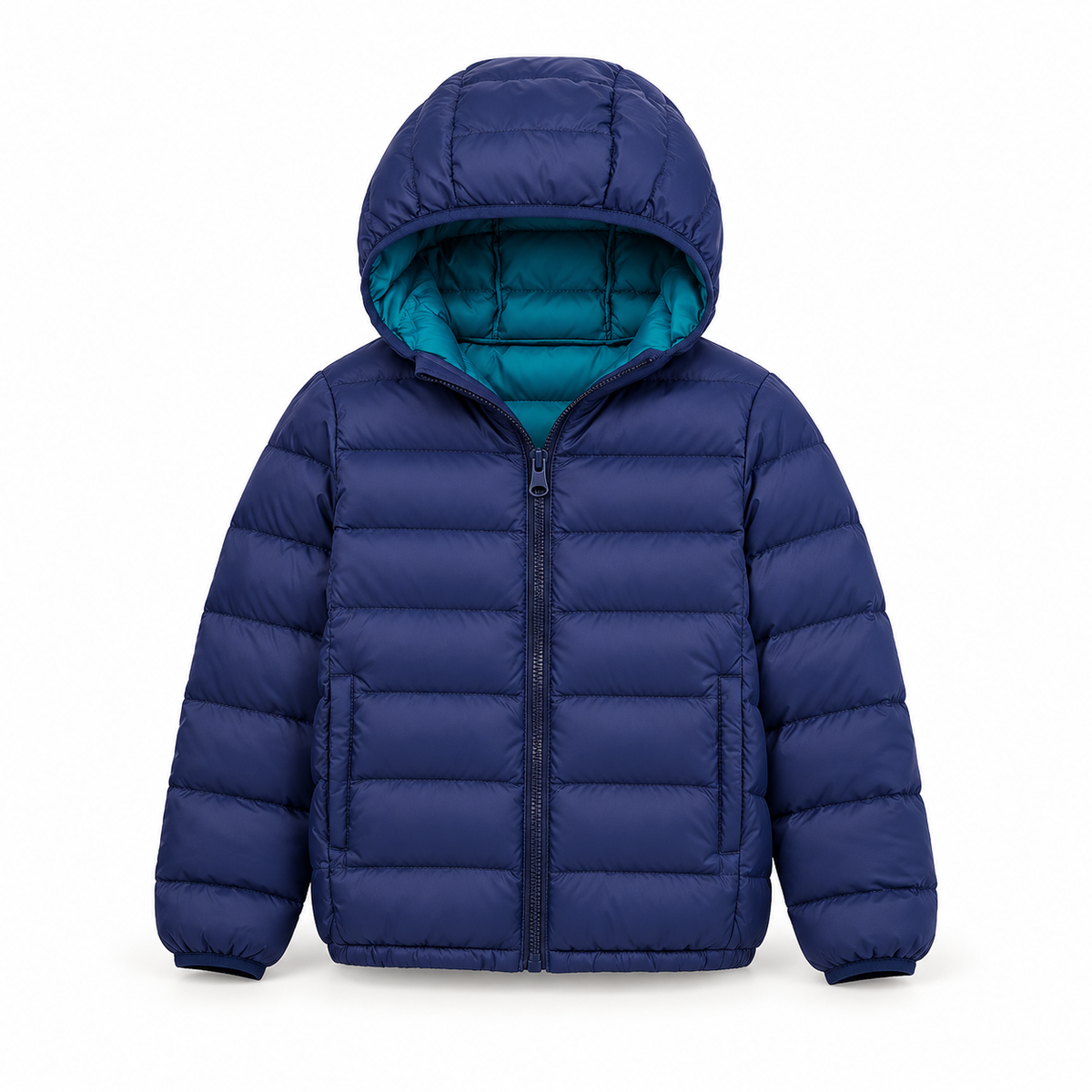 Doudoune légère randonnée enfant bleu marine – vue de face