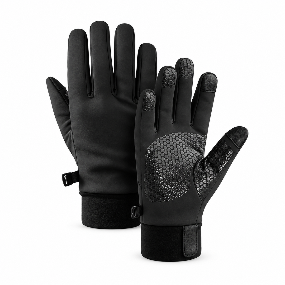 Gants chauds et imperméables femme noirs – paire complète