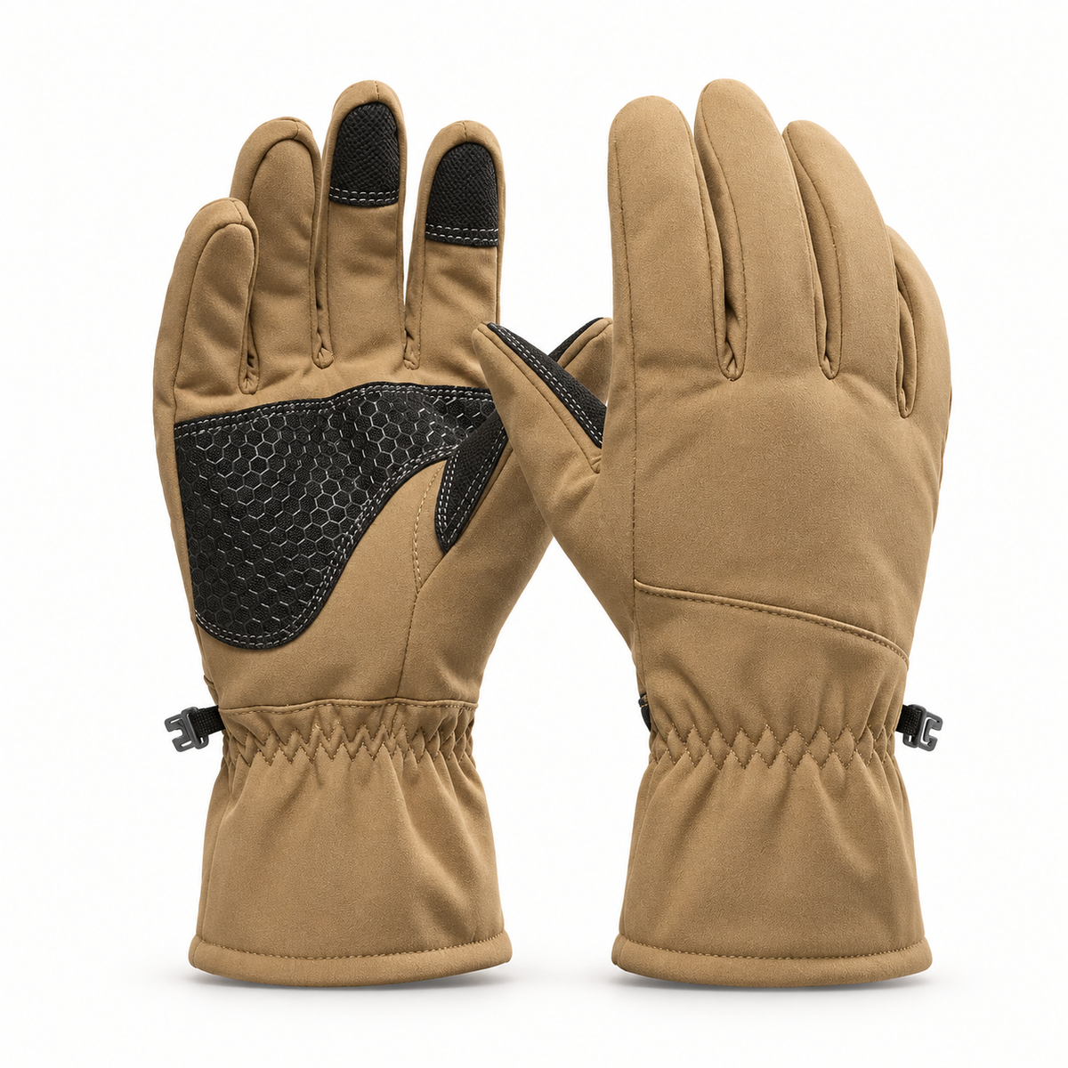 Gants imperméables randonnée jaune sable – paire complète en studio