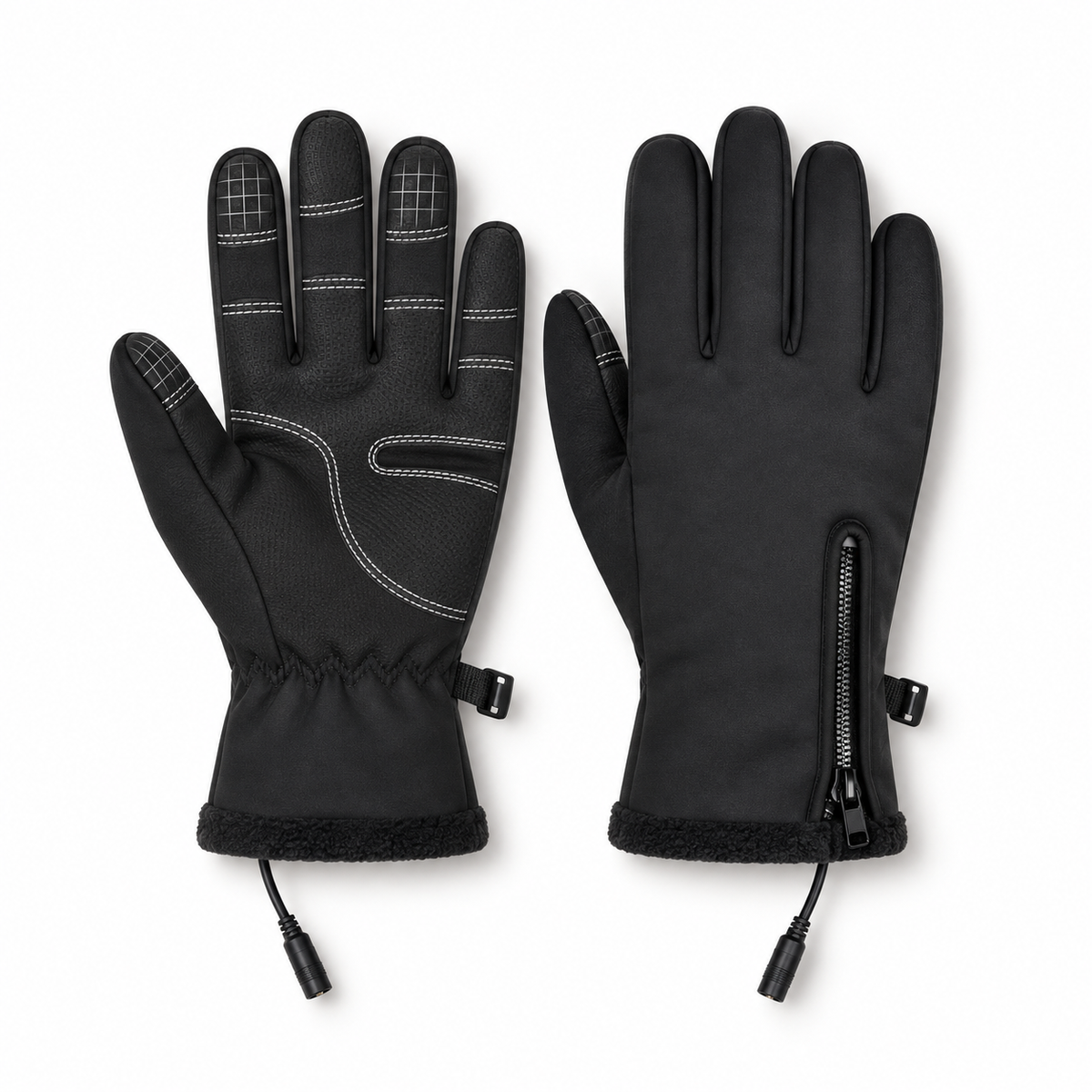 Gants chauffants noirs pour randonnée neige – paire complète