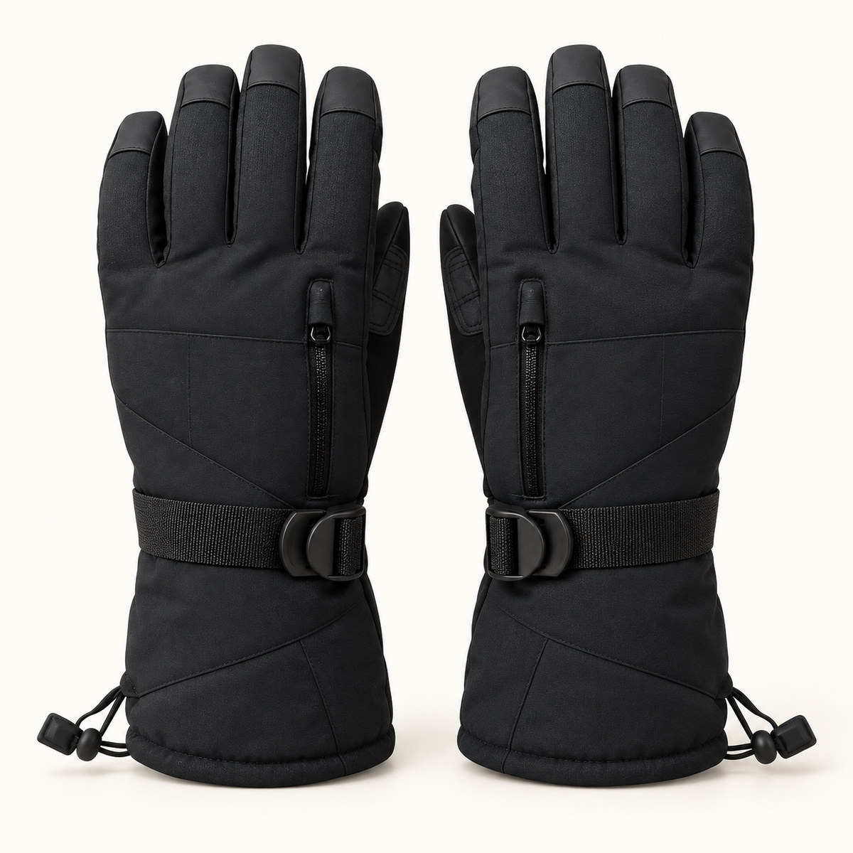 Gants randonnée Softshell — paire noire, vue dorsale normalisée