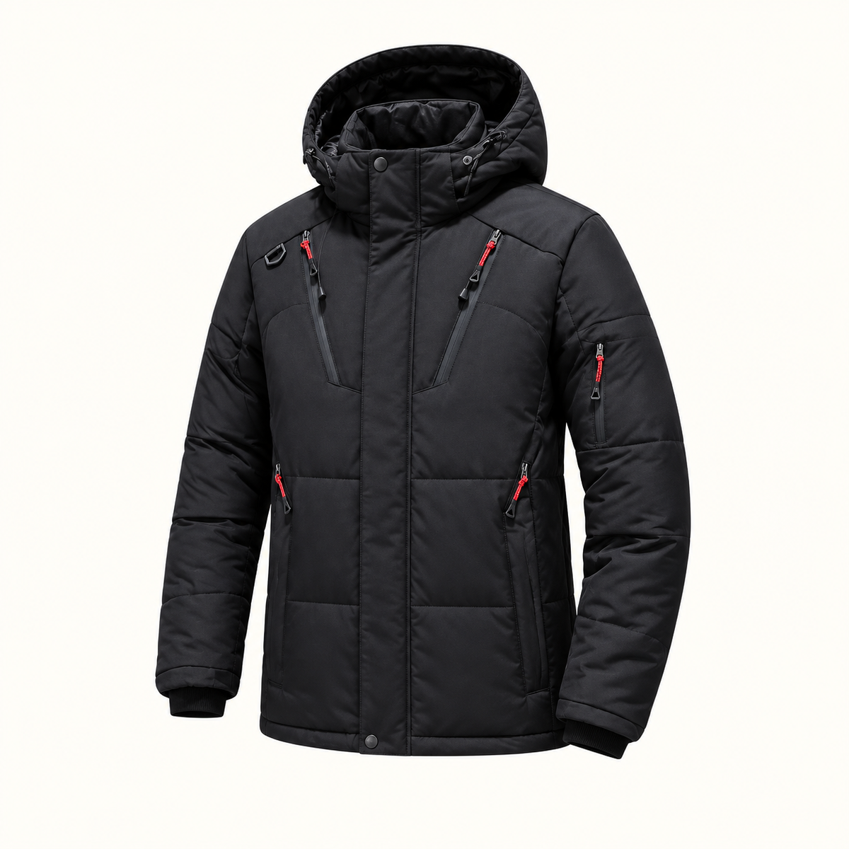 Doudoune randonnée hiver noire – vue de face trois-quarts