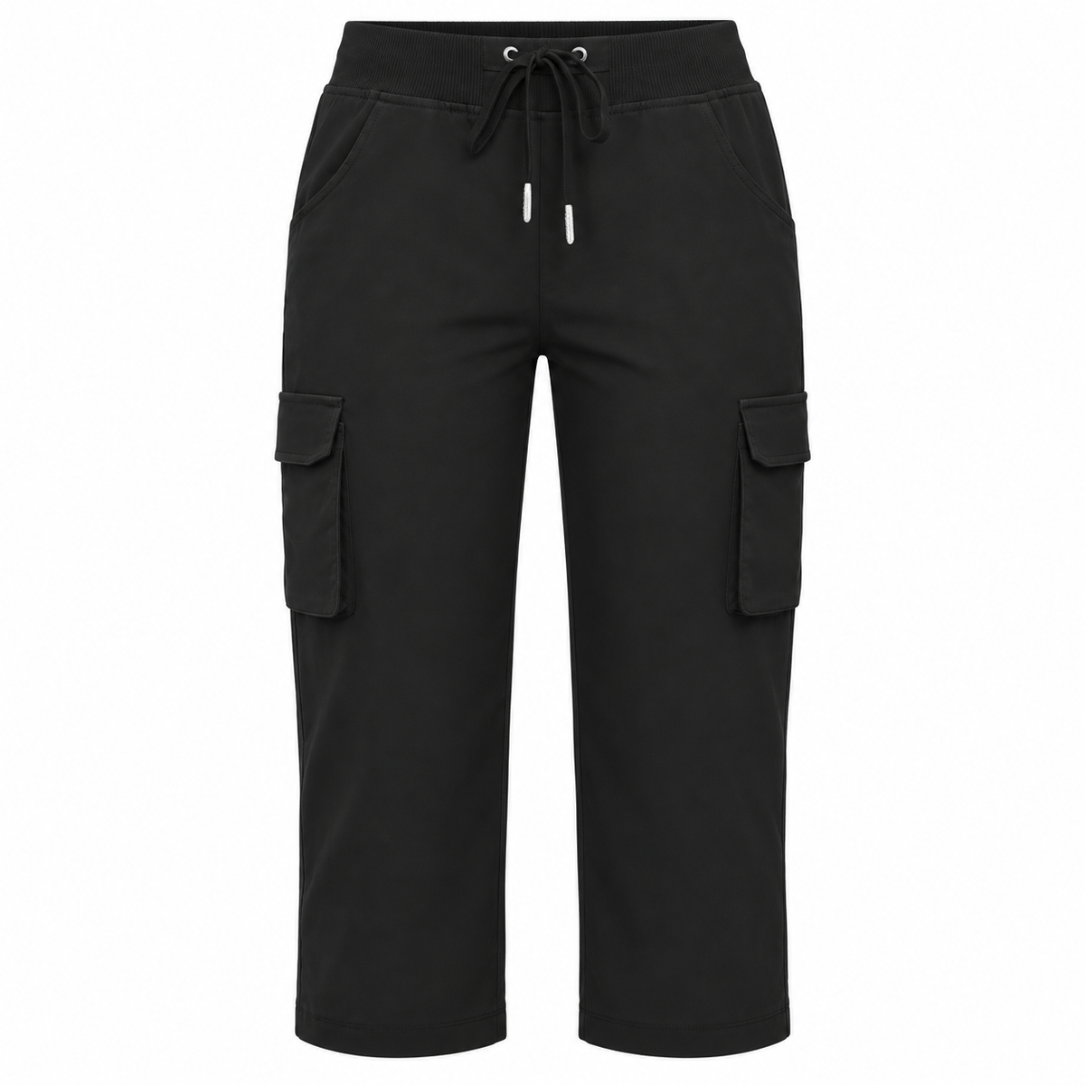 Pantalon 3/4 randonnée femme noir — packshot frontal