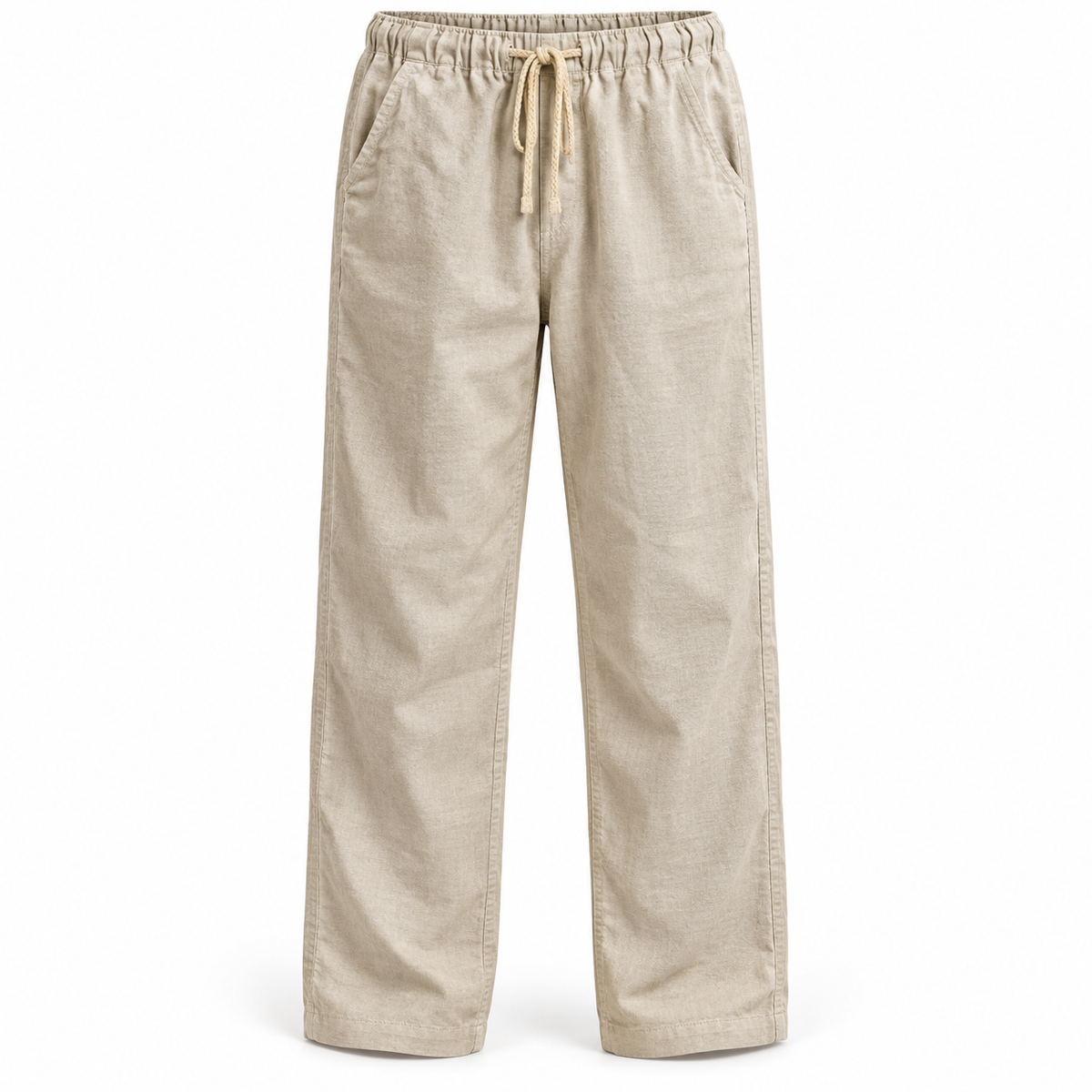 Pantalon en lin randonnée beige – packshot face