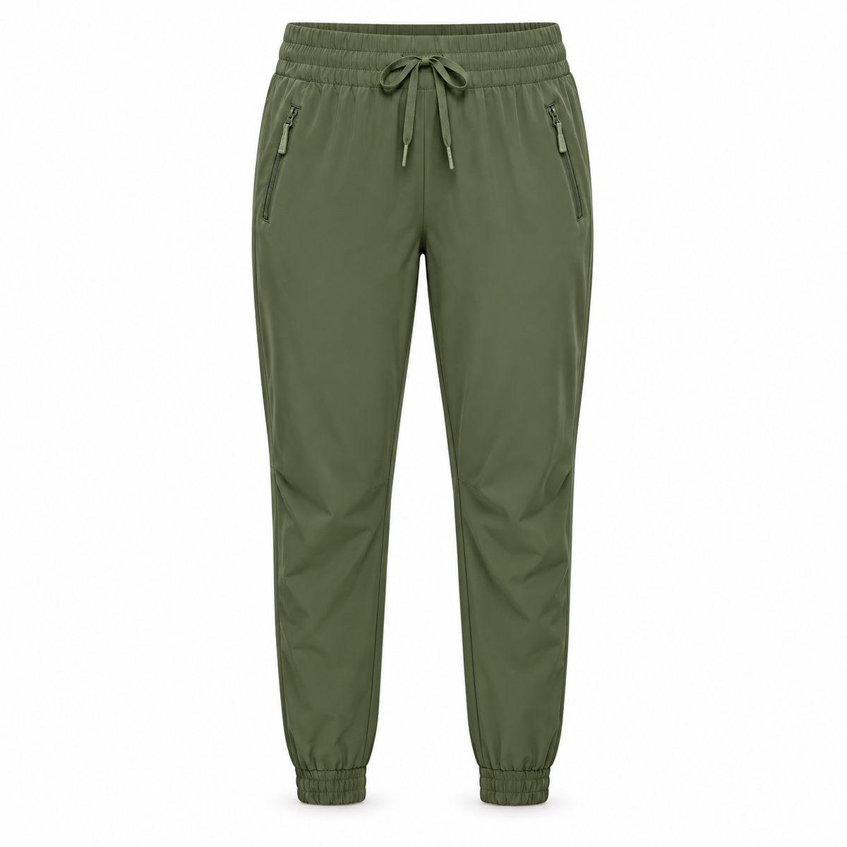 Pantalon randonnée déperlant femme vert militaire – vue de face sur fond blanc