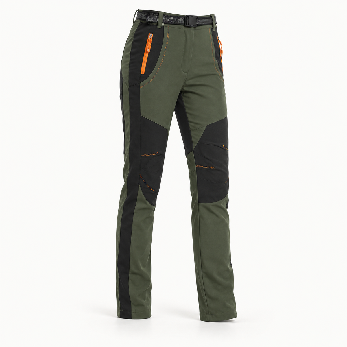 Pantalon randonnée femme kaki vert – packshot face trois-quarts