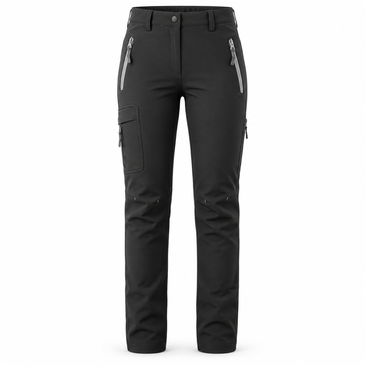 Pantalon de randonnée femme taille haute noir – vue de face sur fond blanc