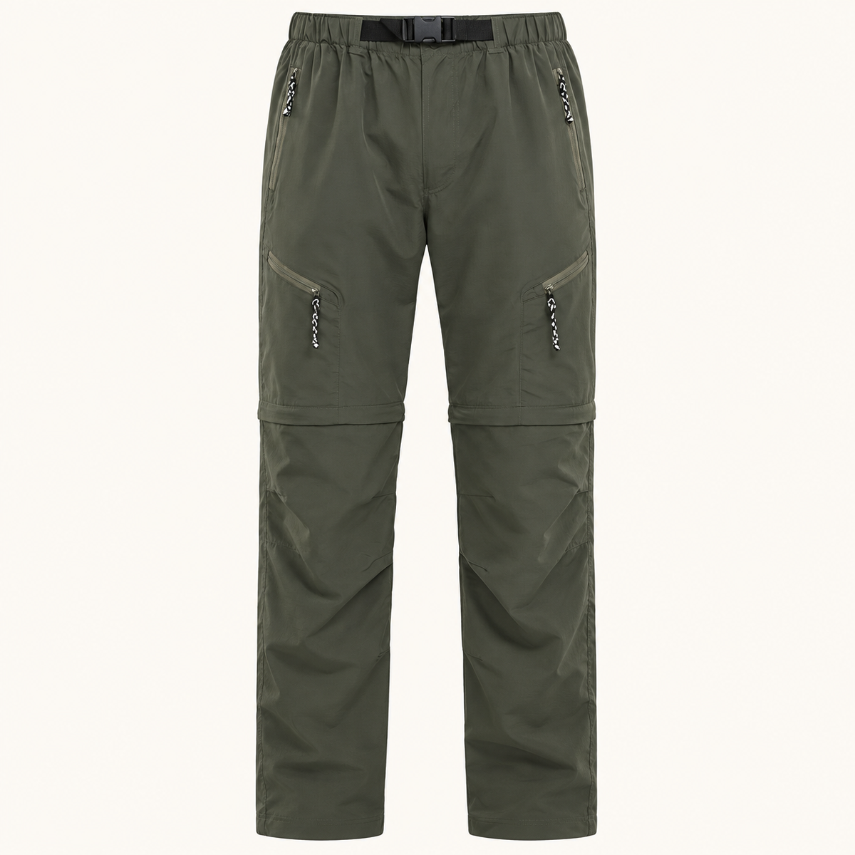Pantalon randonnée modulable femme vert olive vue de face