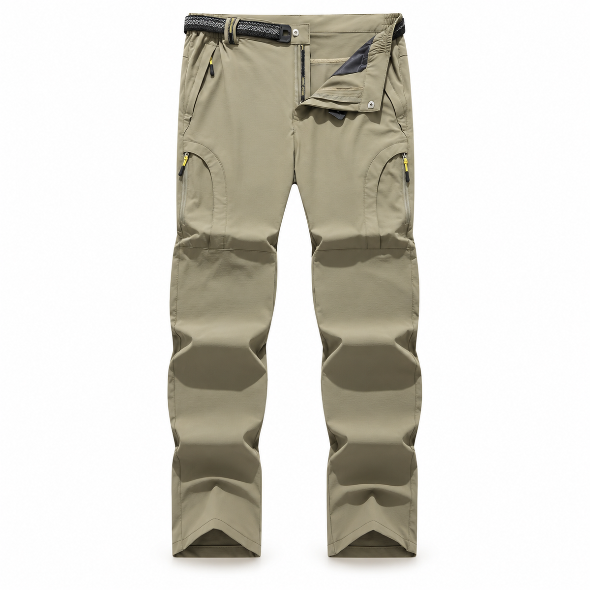 Pantalon randonnée renforcé beige clair – vue de face sur fond blanc