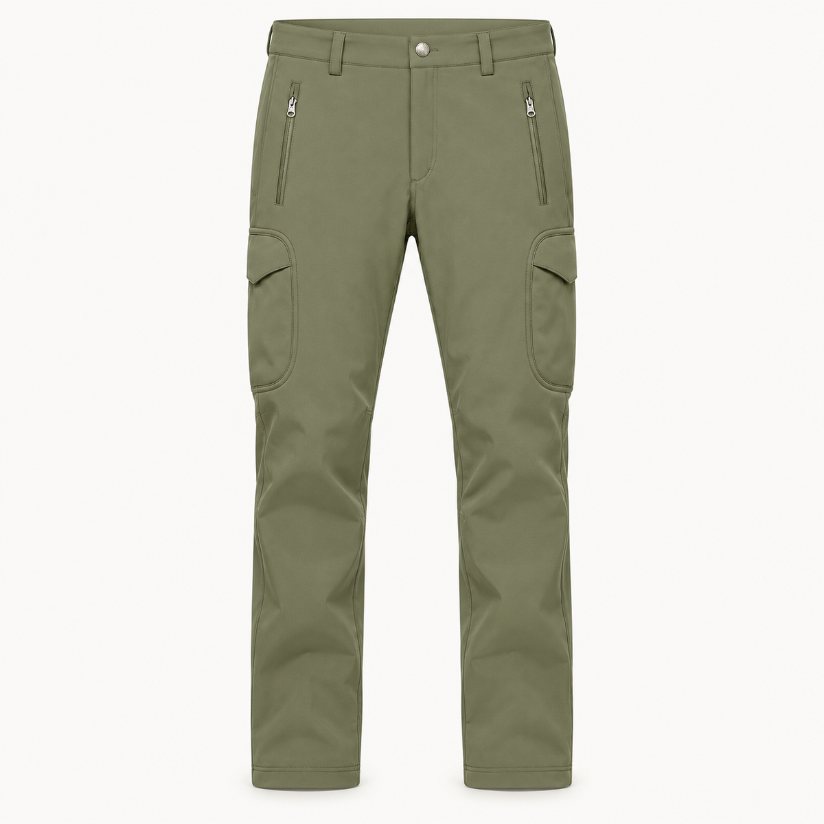 Pantalon randonnée softshell homme olive – vue de face sur fond blanc