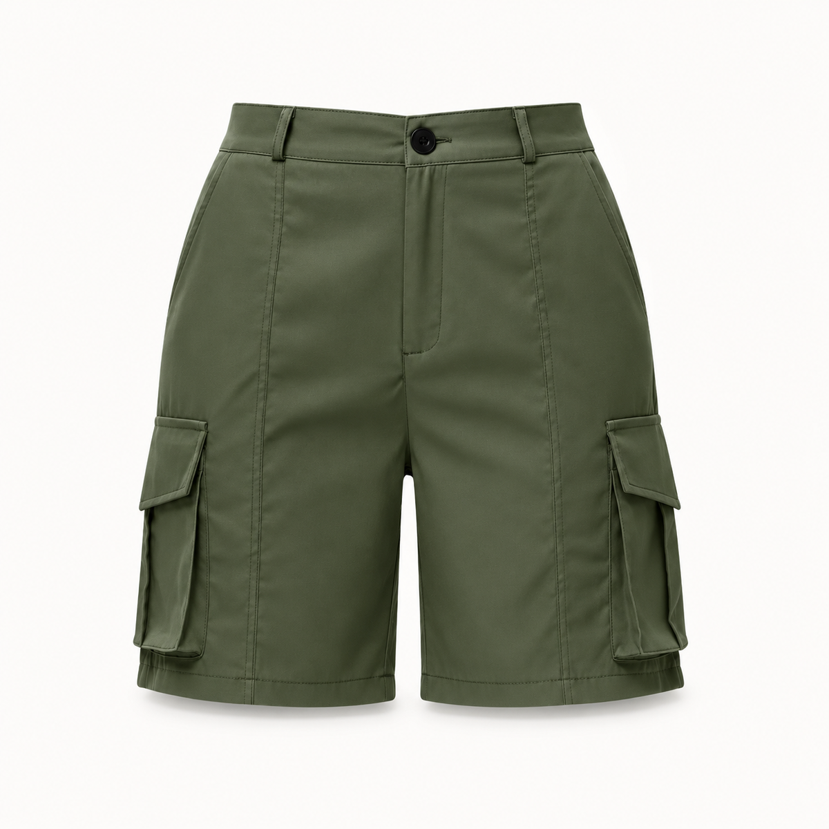 Shorts randonnée femme respirant vert armée packshot face