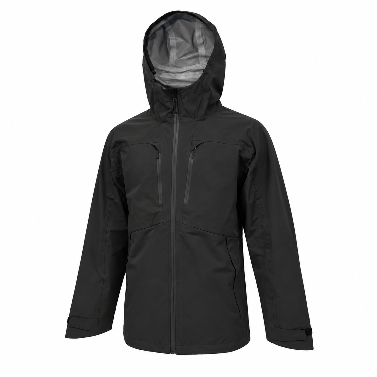 Veste capuche randonnée noire sur fond blanc