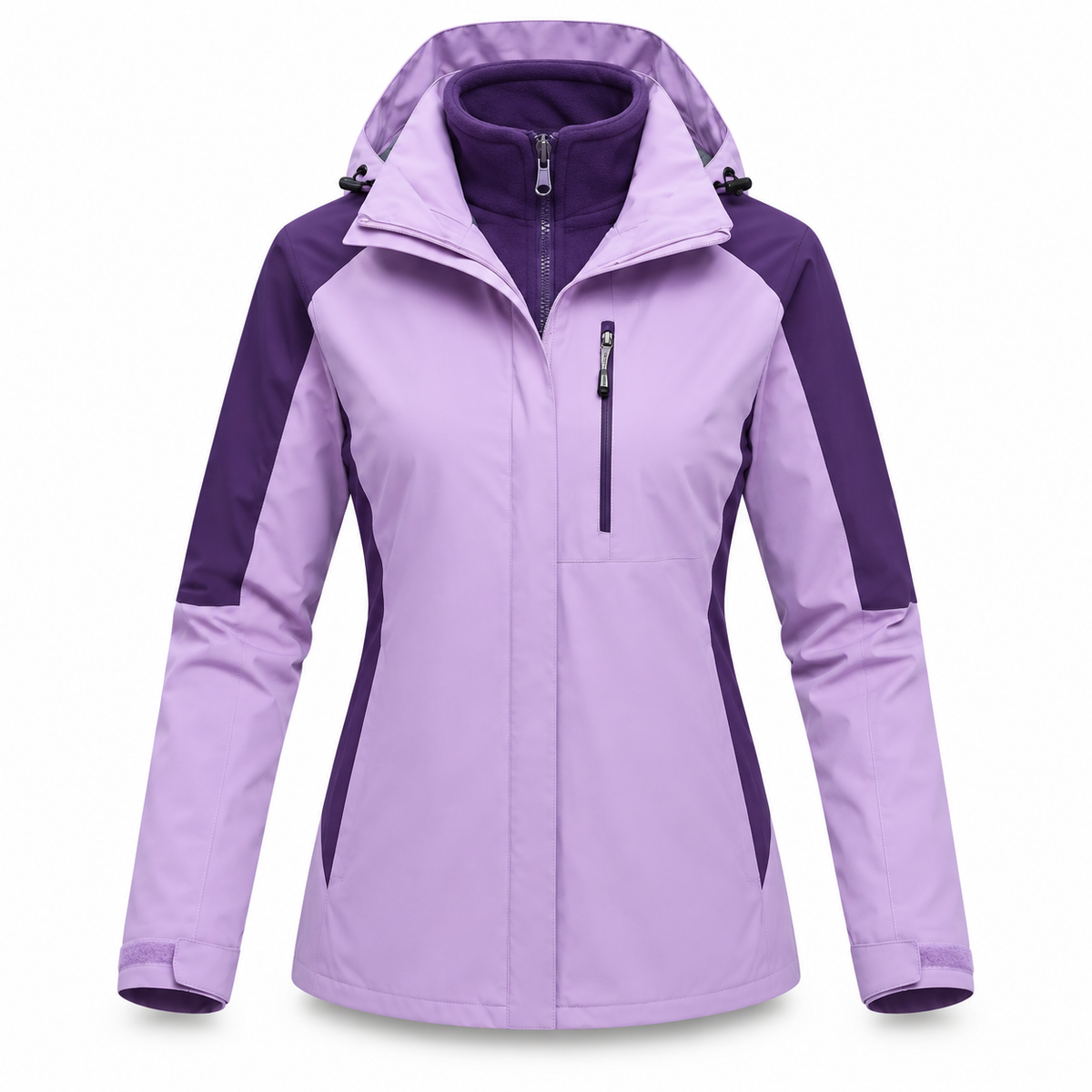 Veste coupe vent femme randonnée violette – vue de face