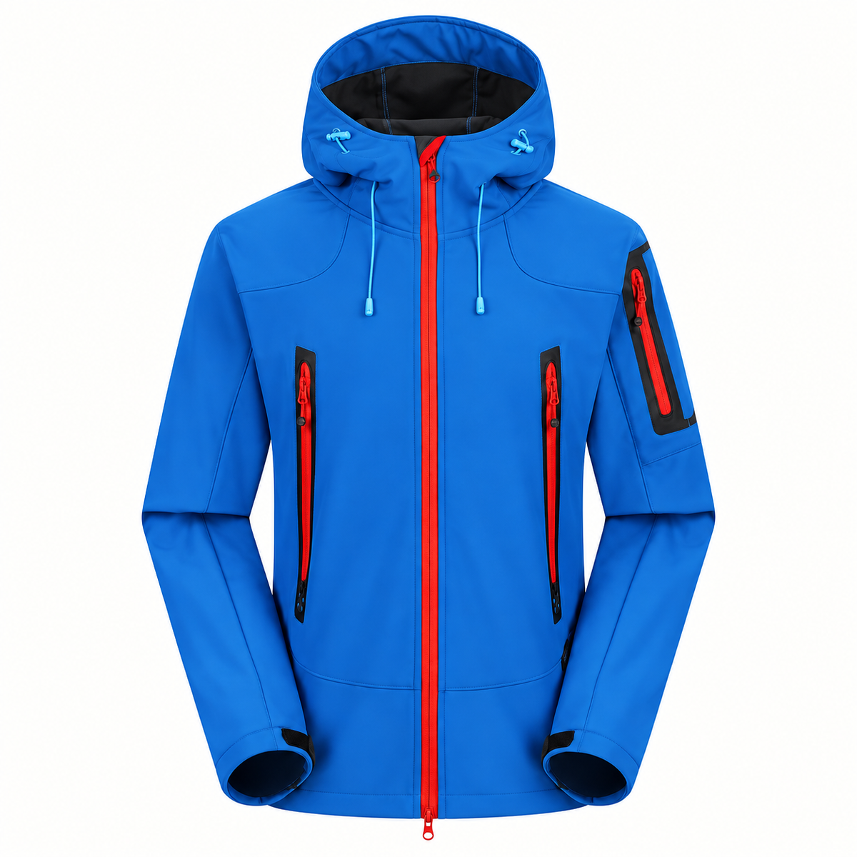 Veste coupe vent imperméable homme randonnée bleue – vue de face