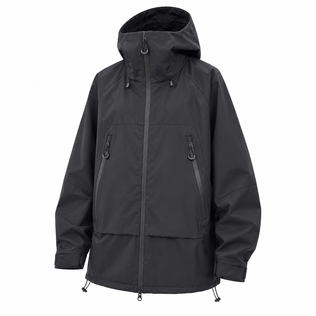 Veste de randonnée déperlante femme noire sur fond blanc