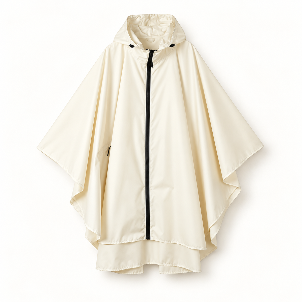 Poncho long imperméable de randonnée beige – vue de face