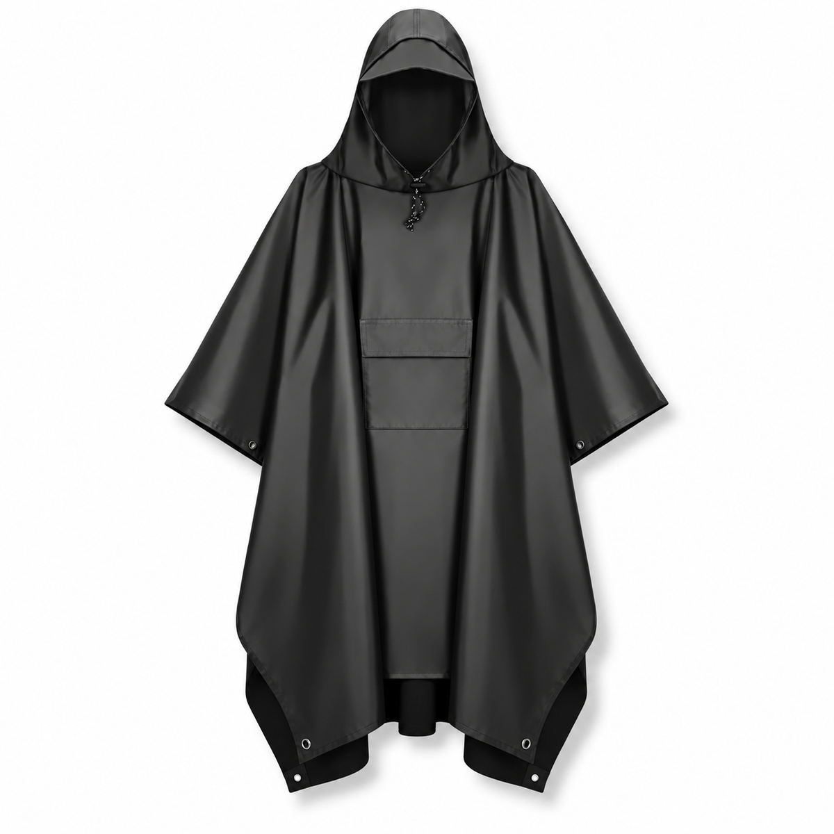 Veste de pluie longue homme noire sur fond blanc