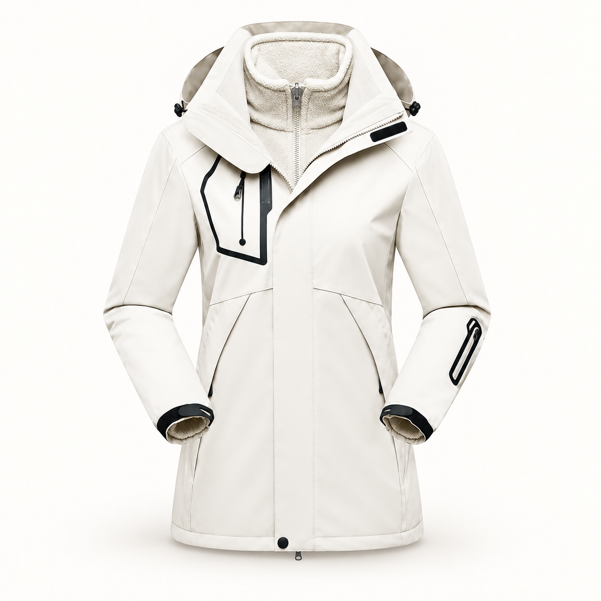 Veste randonnée 3 en 1 femme blanche – vue de face