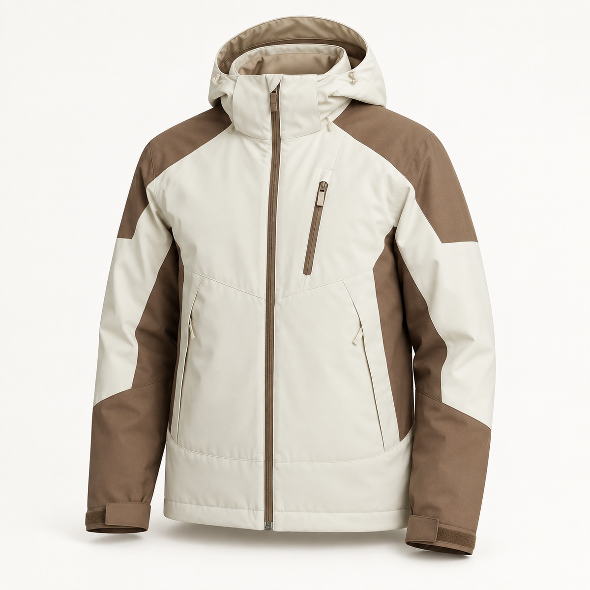 Veste randonnée automne beige et marron – vue de face