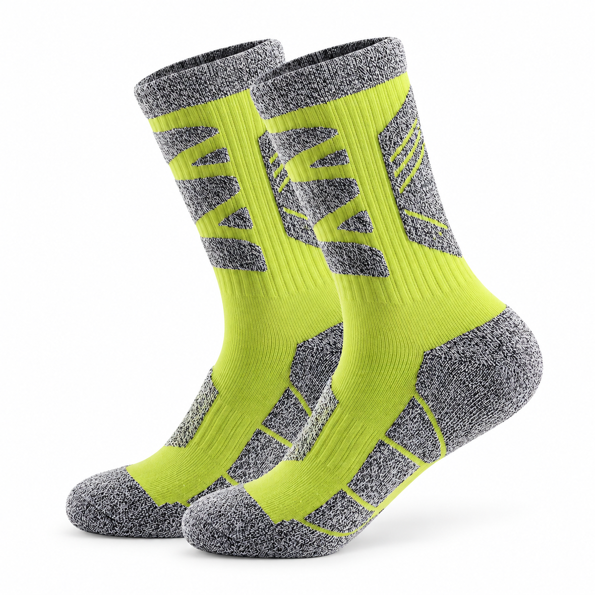 Chaussettes randonnée hiver homme vert citron – packshot