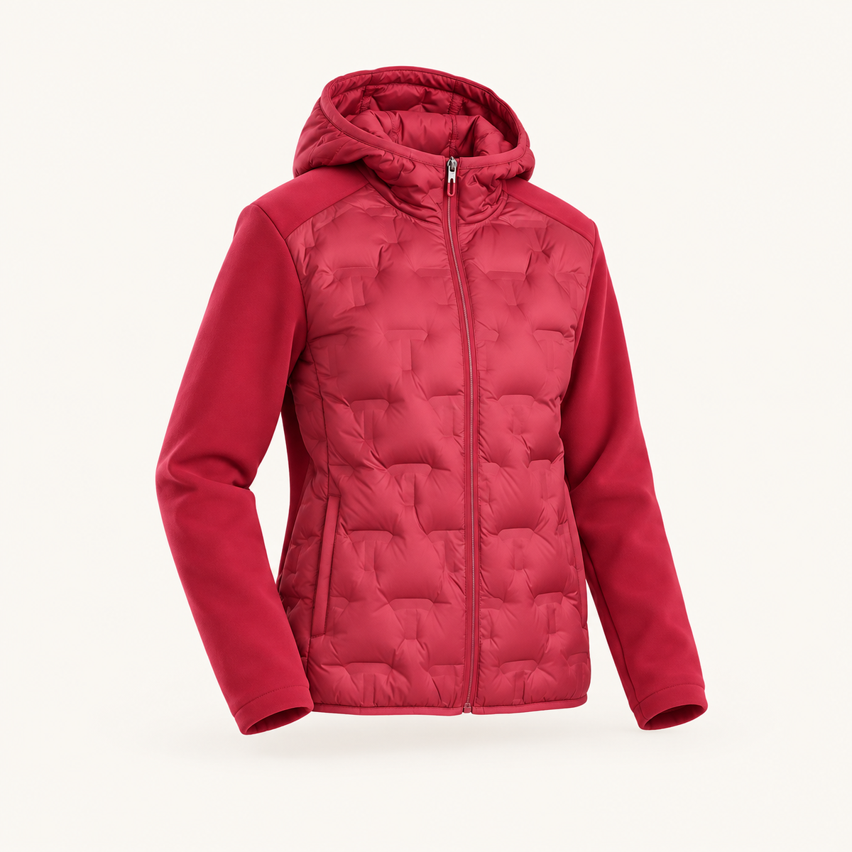 Doudoune randonnée rouge femme – vue trois-quarts
