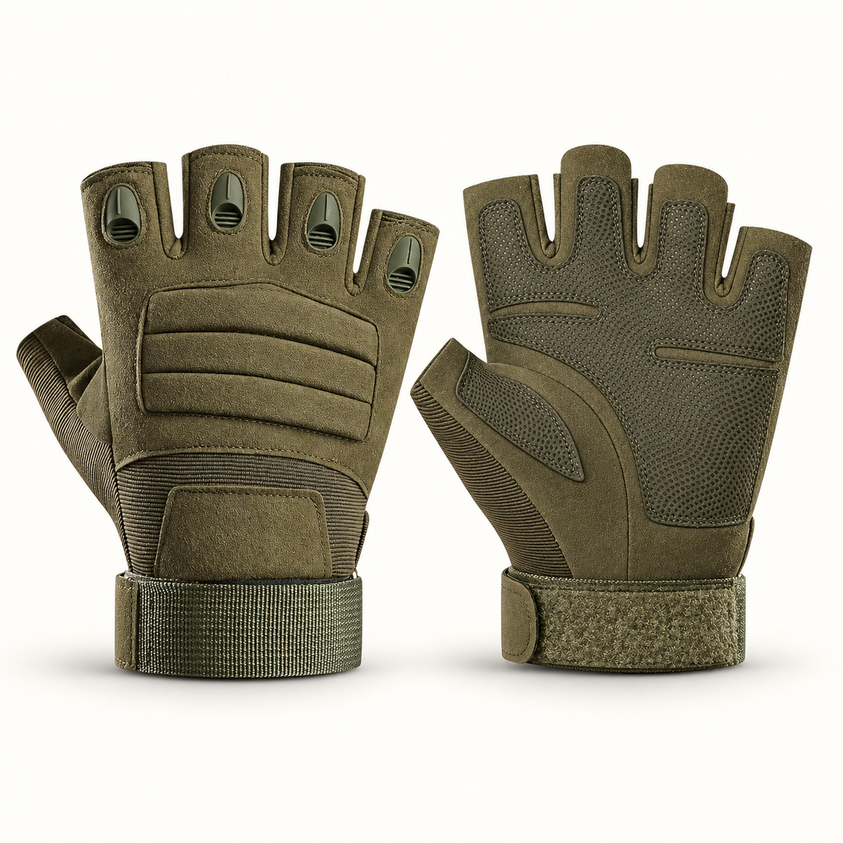 Gants tactiques femme verts à doigts ouverts – paire complète