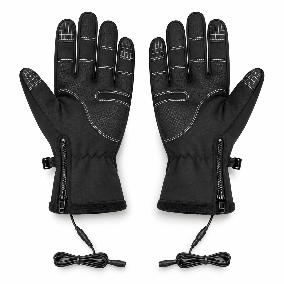 Gants chauffants noirs – paumes antidérapantes