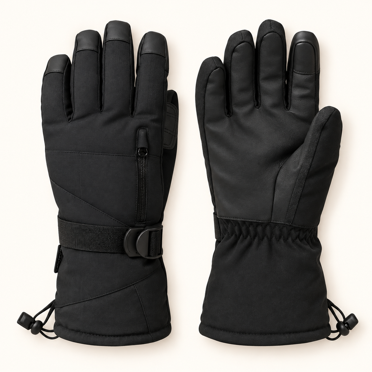 Gants randonnée Softshell — dos et paume de la paire noire