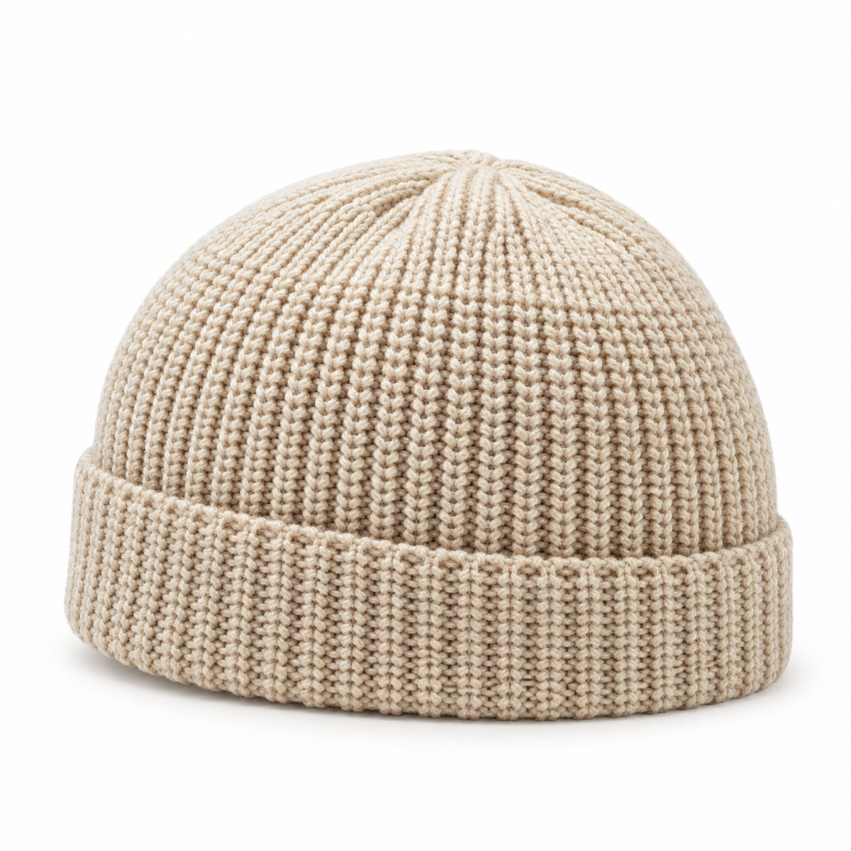 Bonnet ski beige – vue de profil