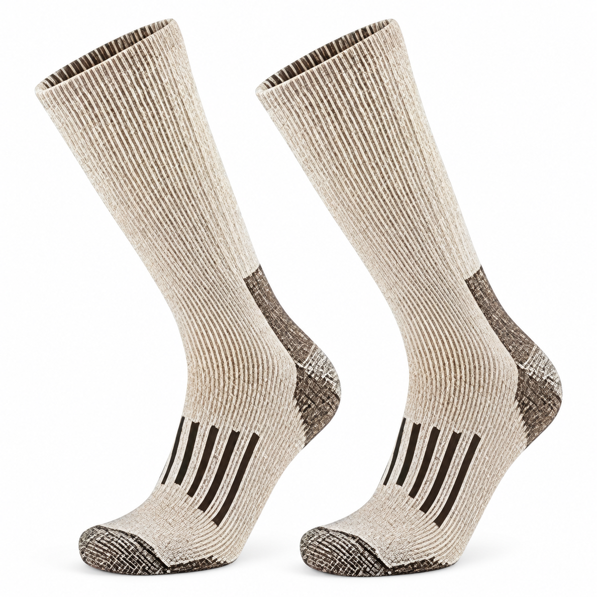 Chaussettes de randonnée femme beige clair et marron – packshot