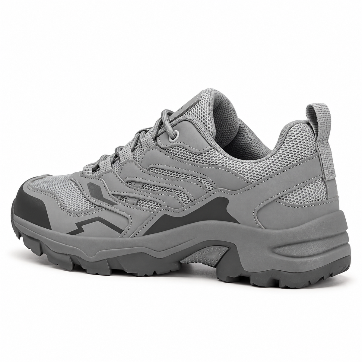 Chaussure d’approche randonnée grise vue arrière montrant le col et le talon