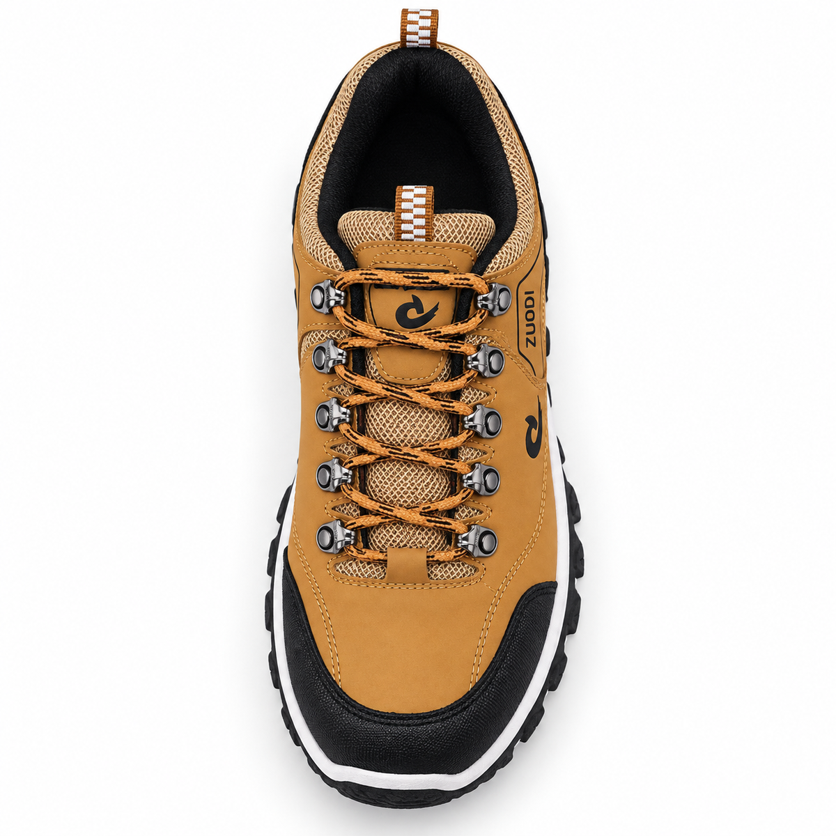 Chaussure petite randonnée homme Marron vue du dessus avec laçage