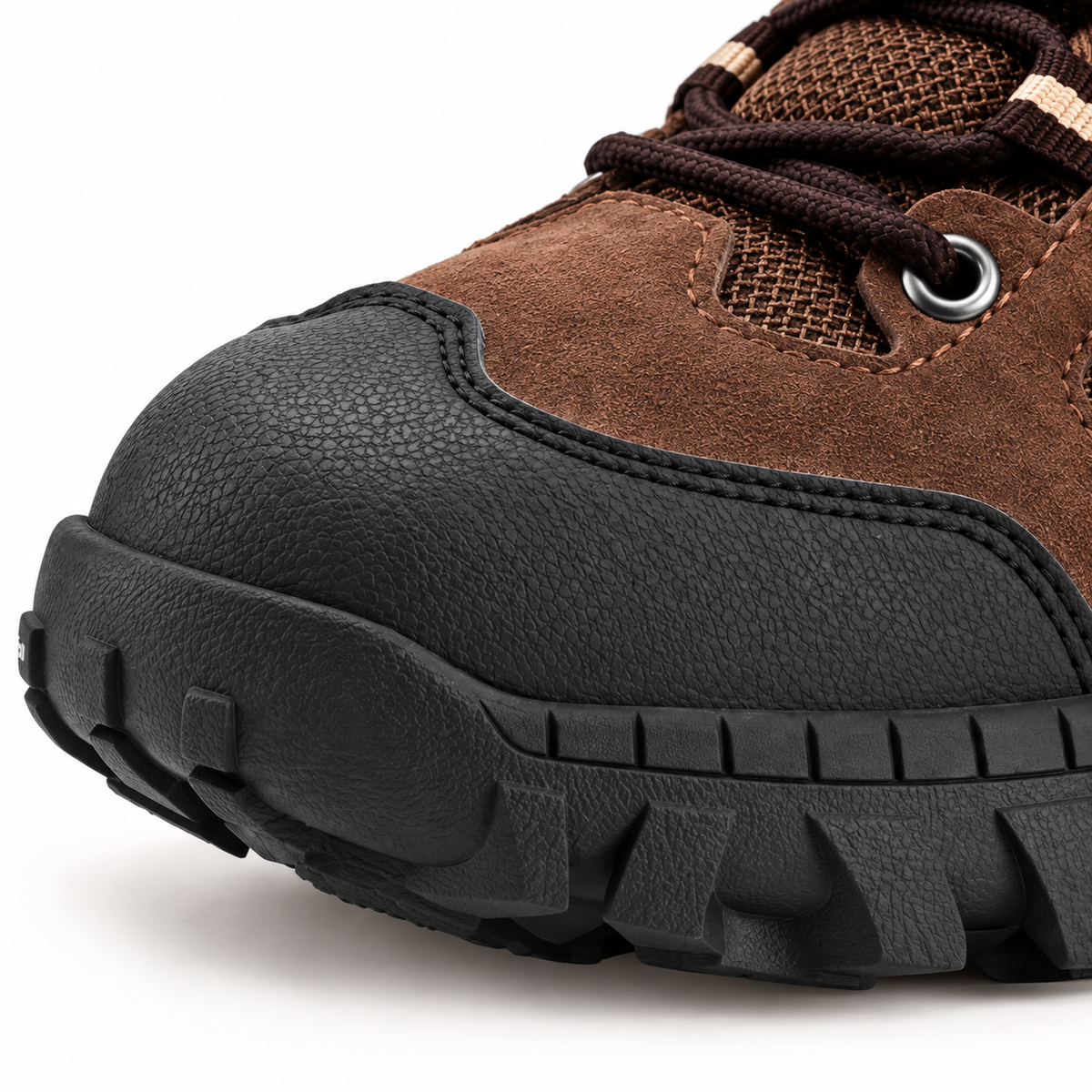 Chaussure randonnée coquée marron – détail embout renforcé