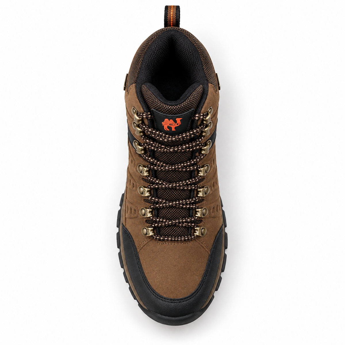 Chaussure randonnée femme marron Peru – vue dessus du chaussant et du laçage
