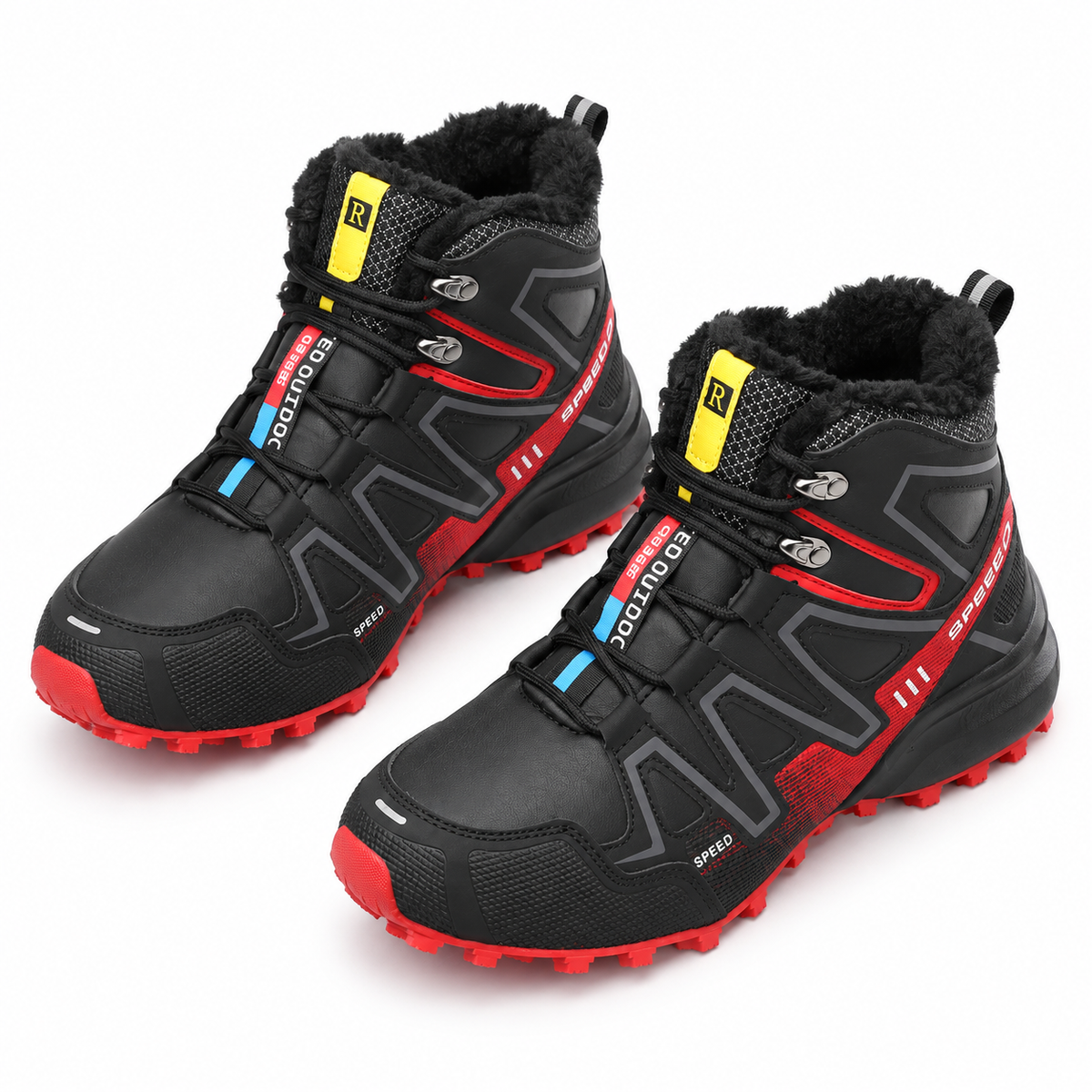 Paire de chaussures randonnée hiver homme rouges – vue du dessus