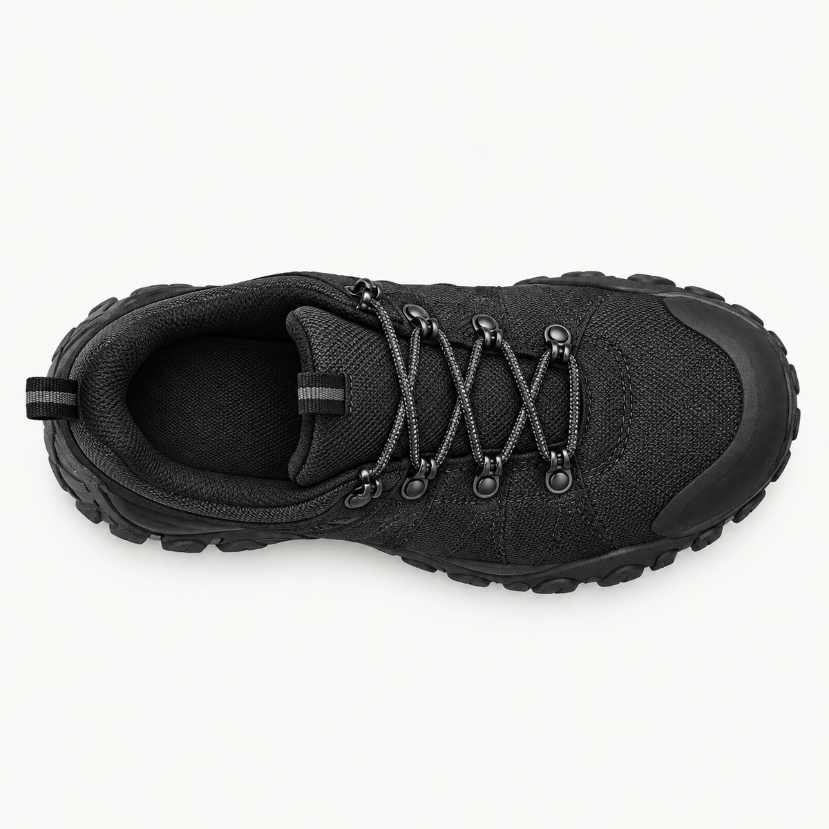 Chaussure randonnée homme noire vue du dessus avec col et laçage