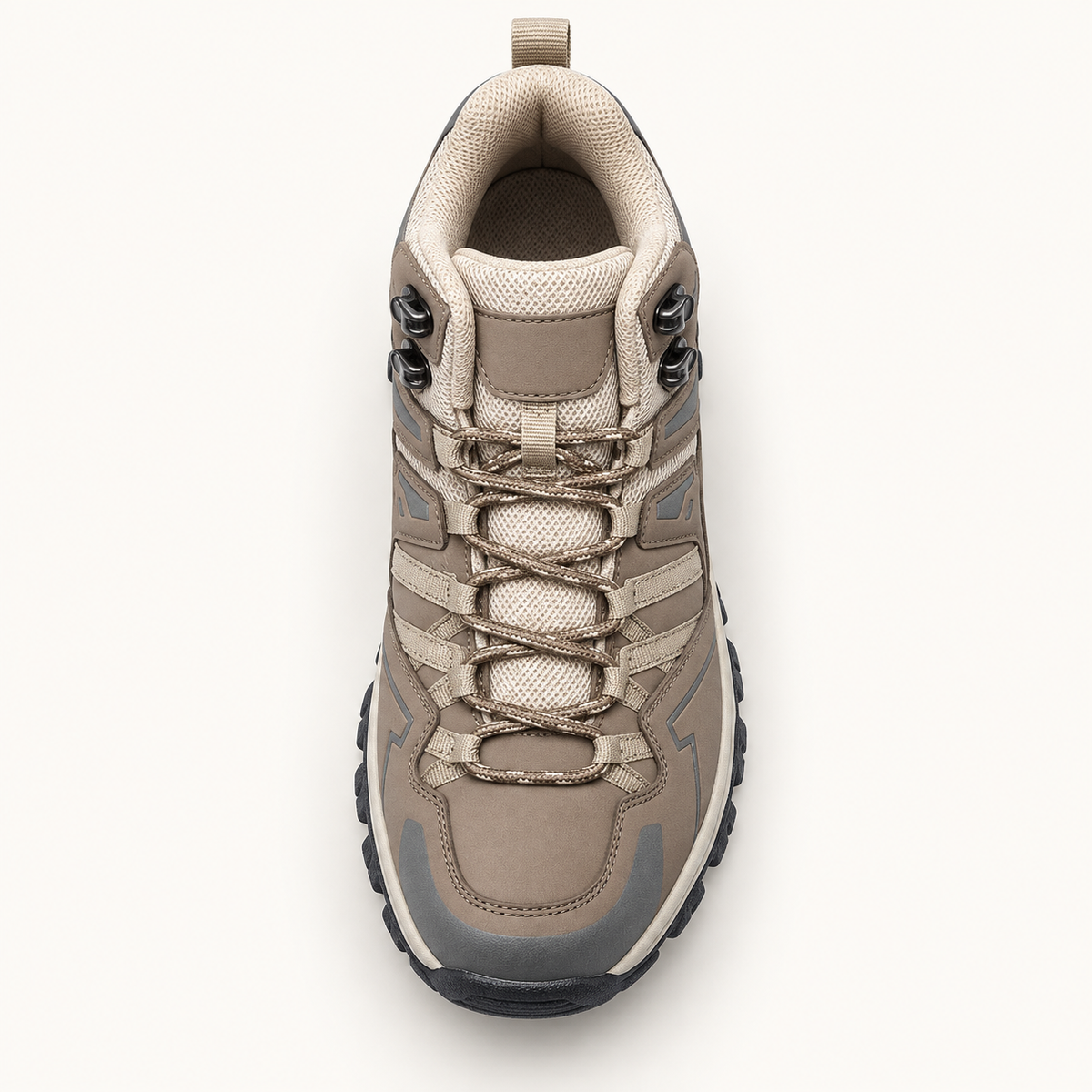 Chaussures randonnée femme beige marron – vue supérieure du chaussant et du laçage