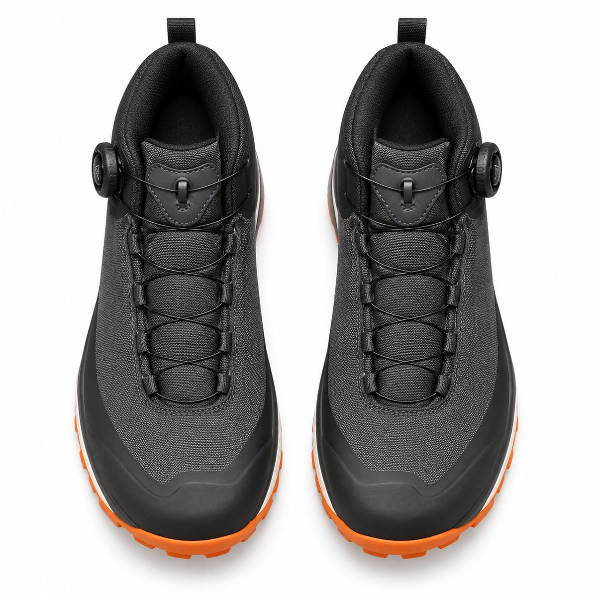 Paire de chaussures de randonnée femme orthopédiques gris foncé vue de dessus