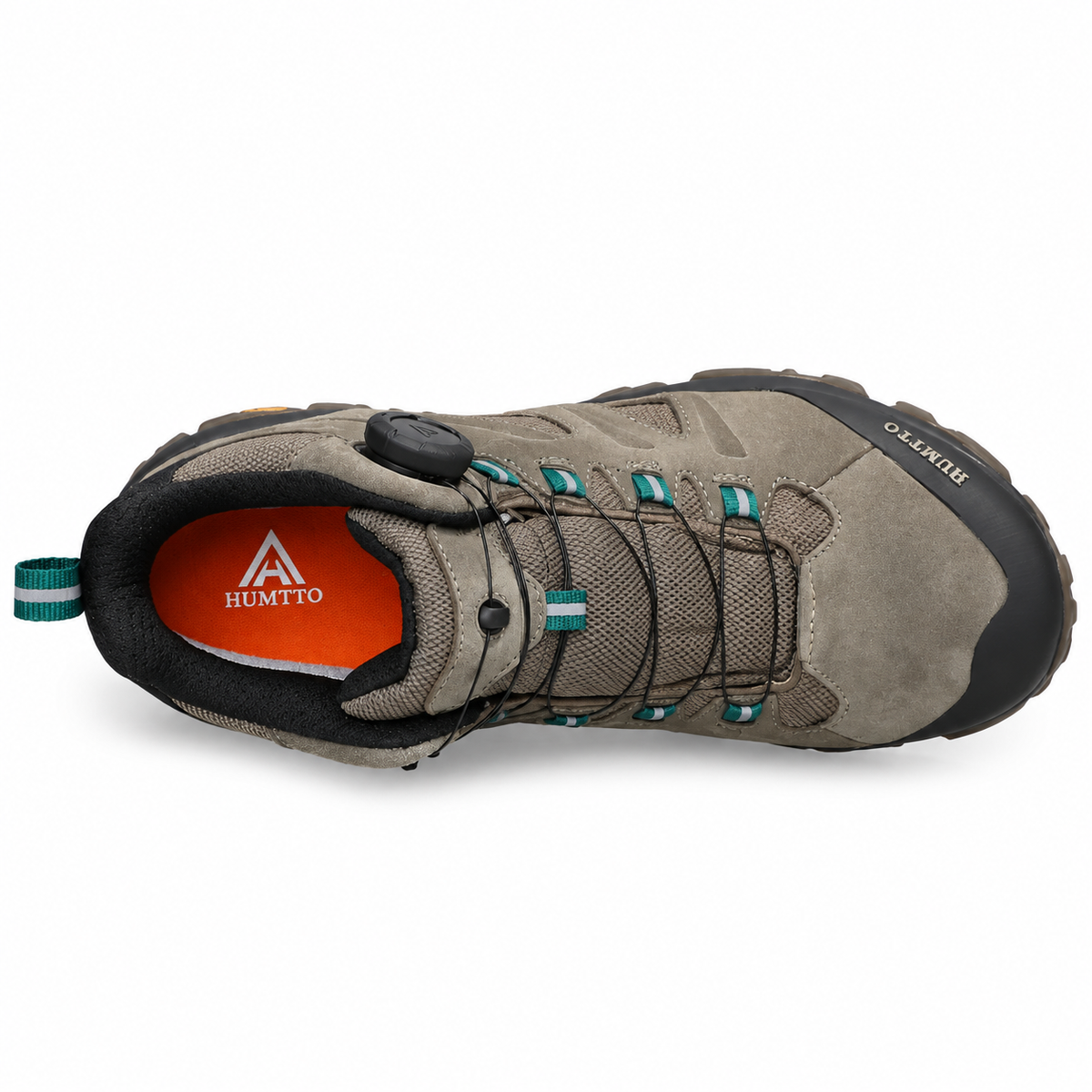Chaussures de randonnée pour pieds fins marron – vue supérieure du chaussant et du serrage