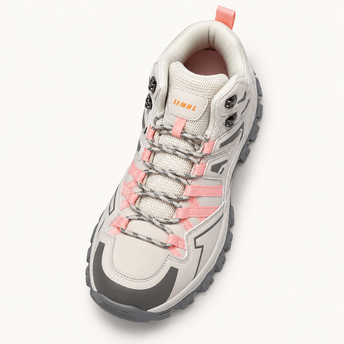 Chaussures randonnée semi montante femme roses – vue du dessus du chaussant et du laçage