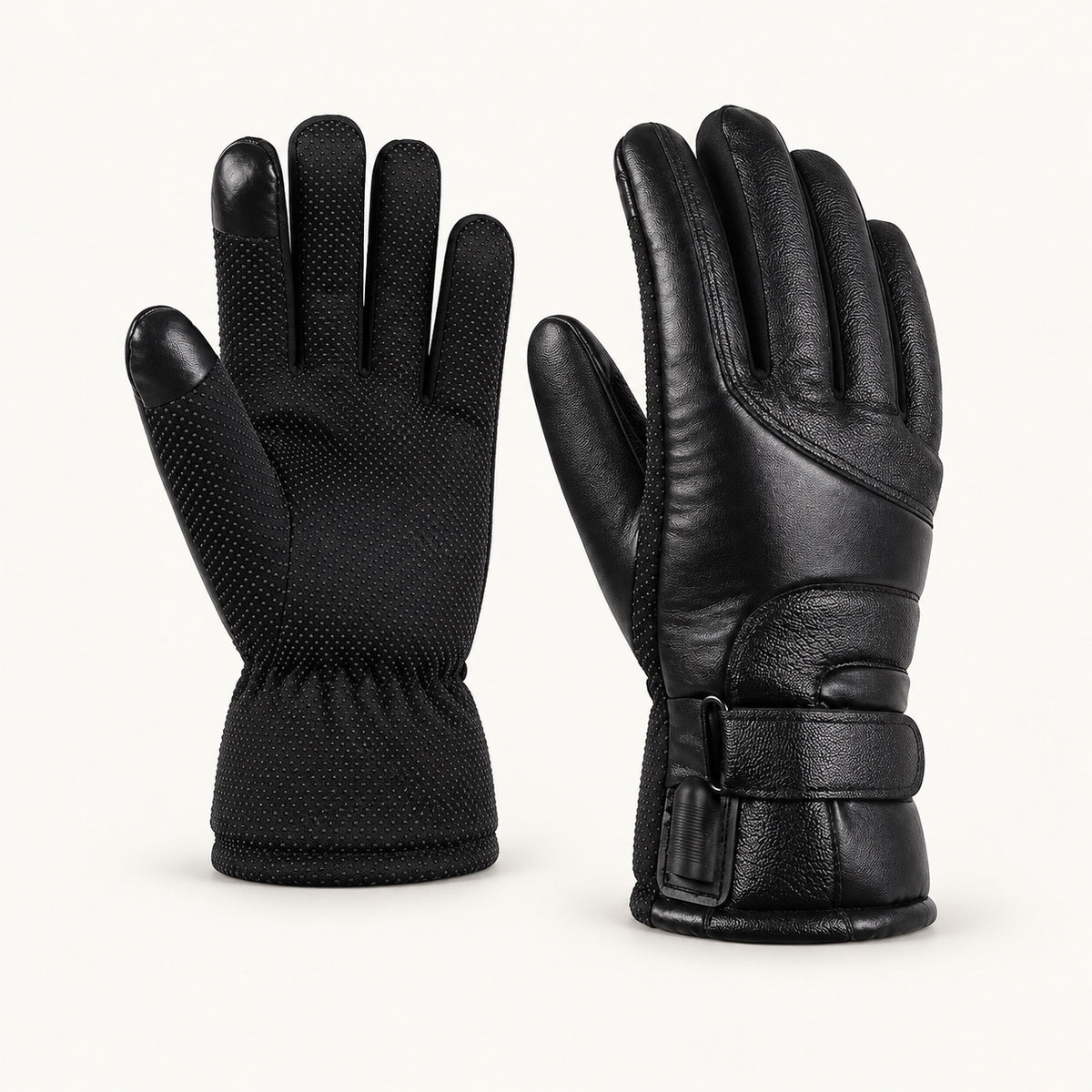 Gant chauffant tactile — profil et manchettes longues