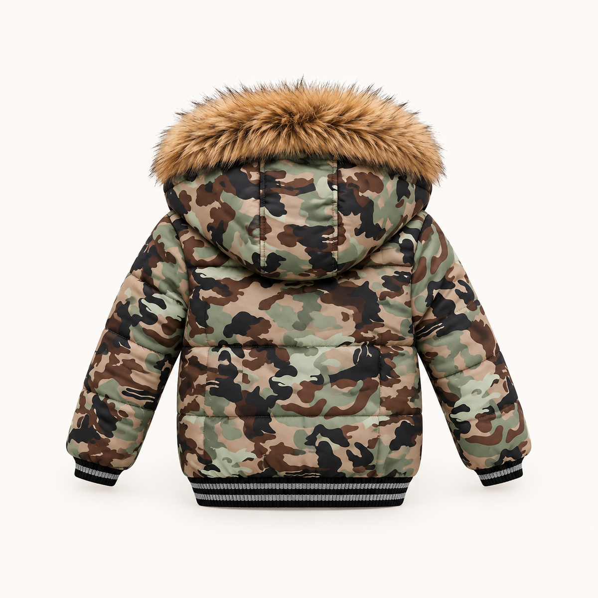 Doudoune randonnée enfant vert armé – vue arrière