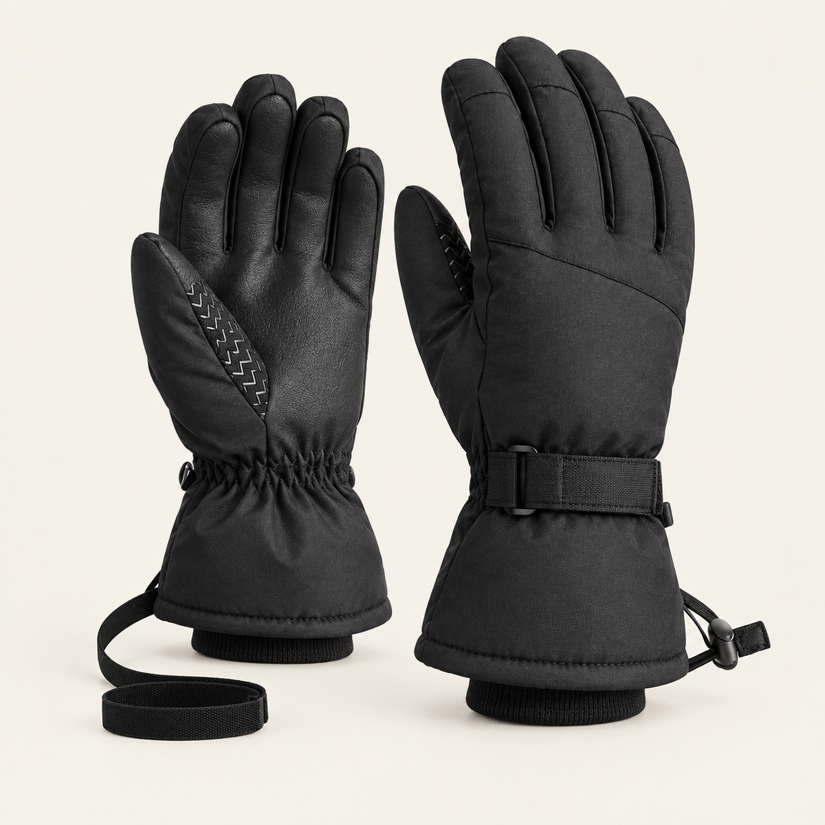 Gant ski de randonnée femme — paire noire trois-quarts