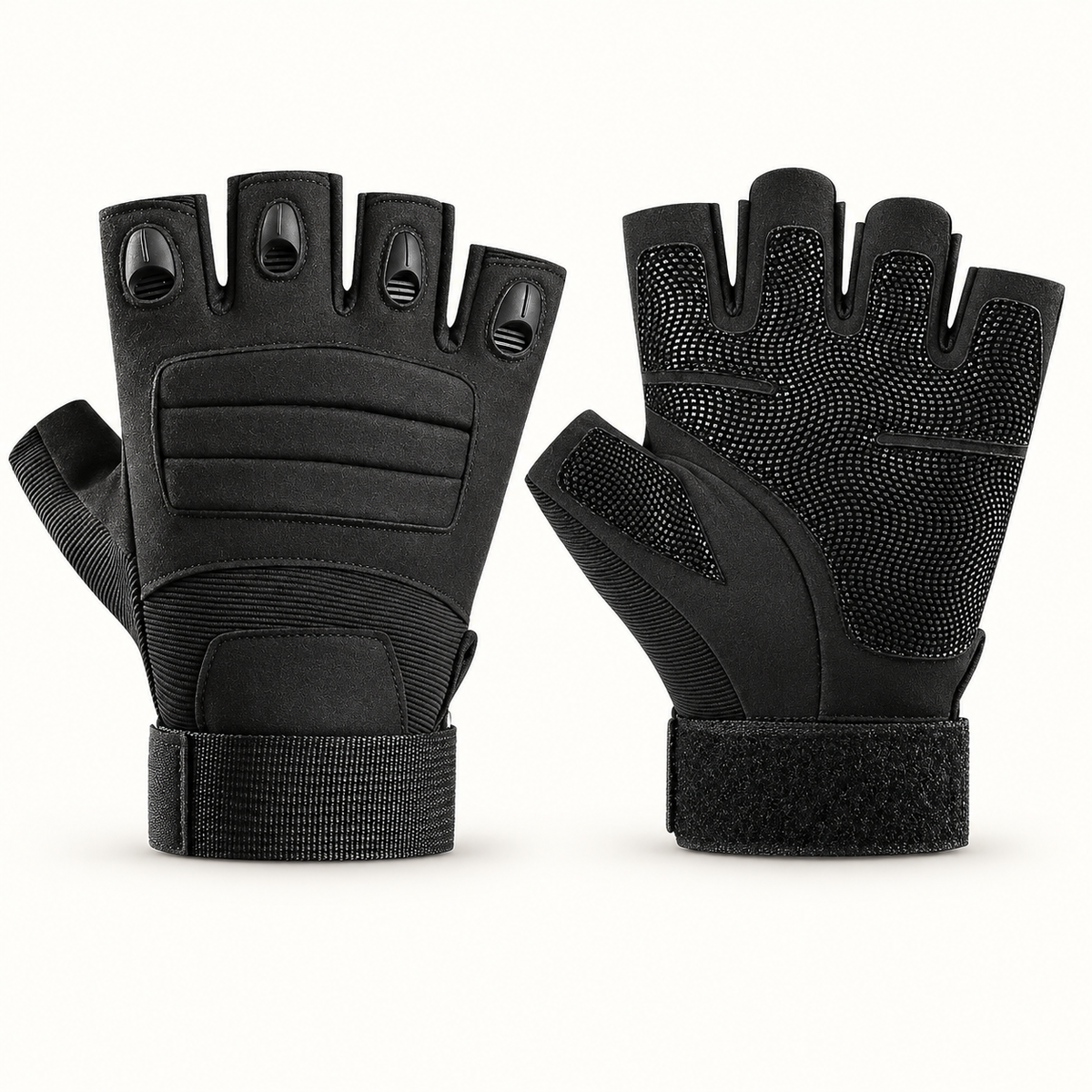 Gants tactiques femme noirs à doigts ouverts – paire complète