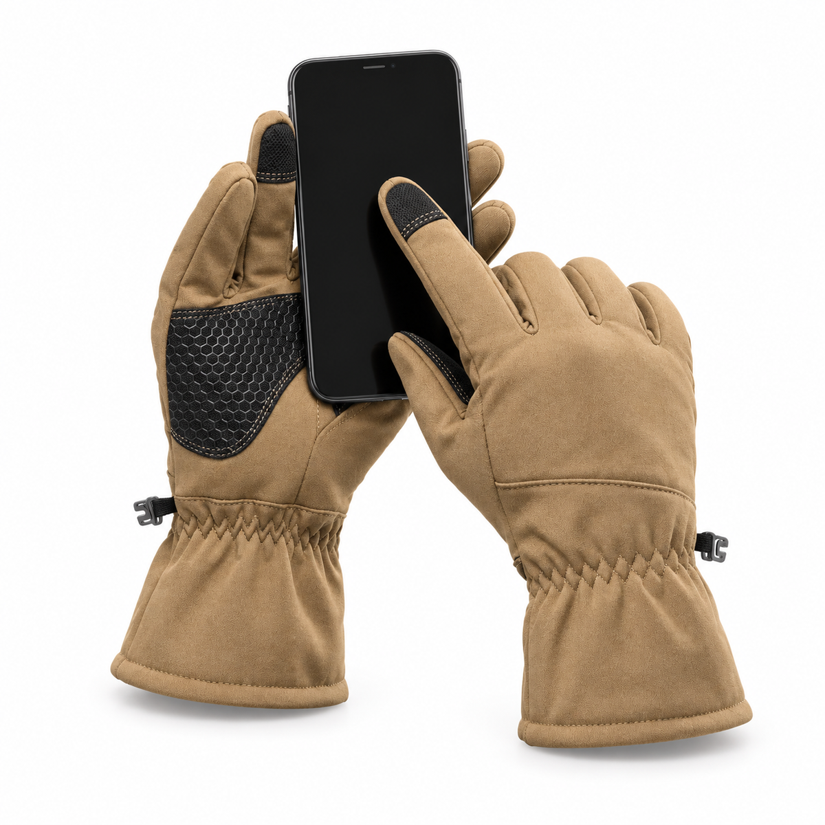 Gants imperméables randonnée jaune sable – utilisation tactile