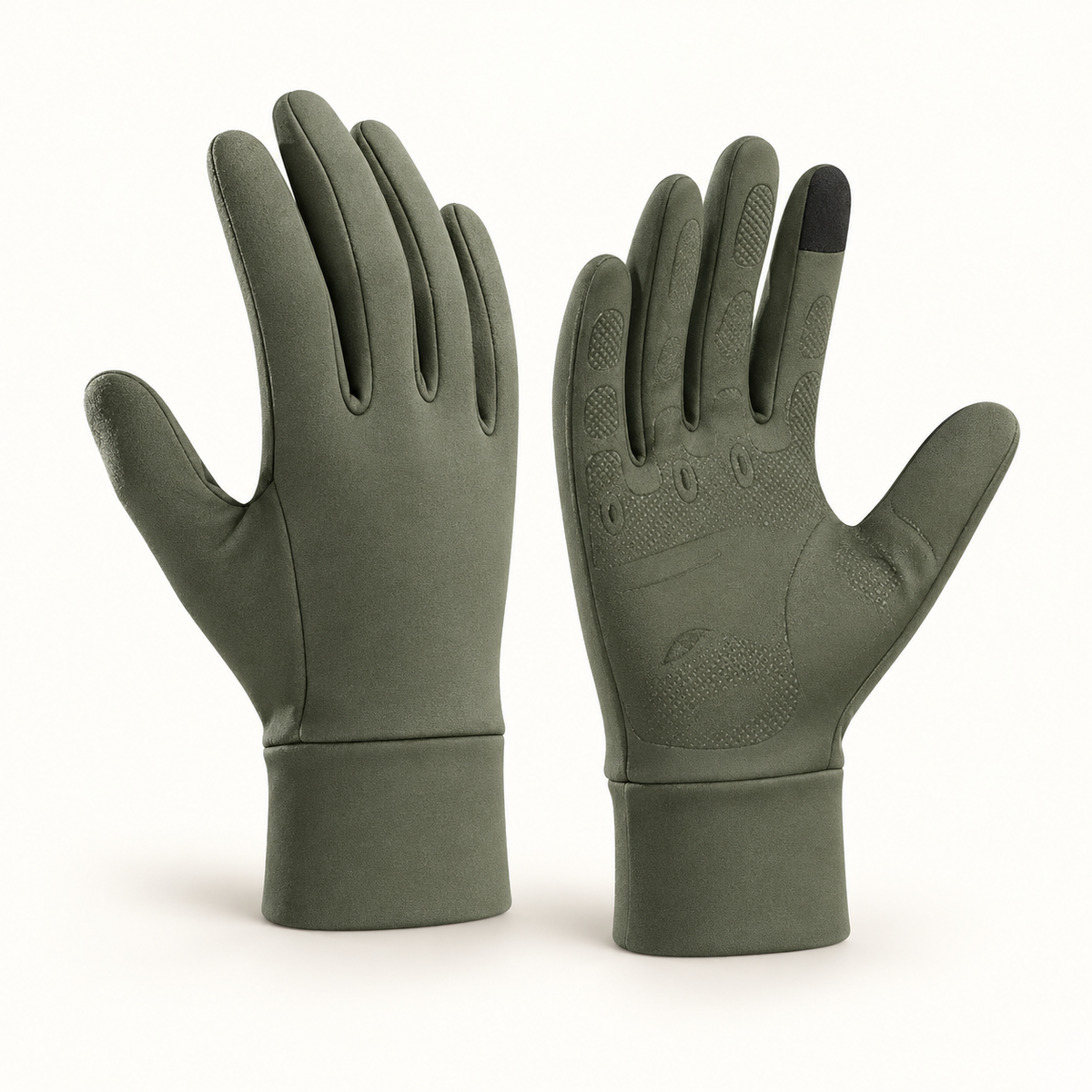 Gants verts – vue trois-quarts