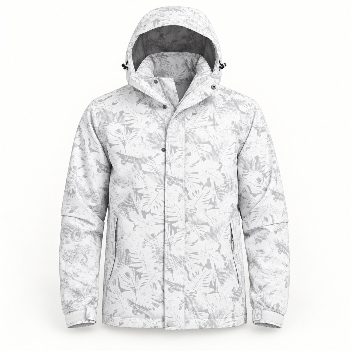 Veste randonnée printemps blanche à motif végétal – vue de face