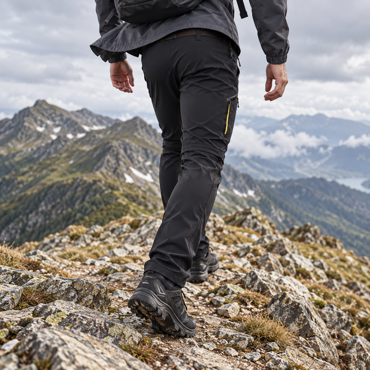 Pantalon coupe vent randonnée noir – vue de dos